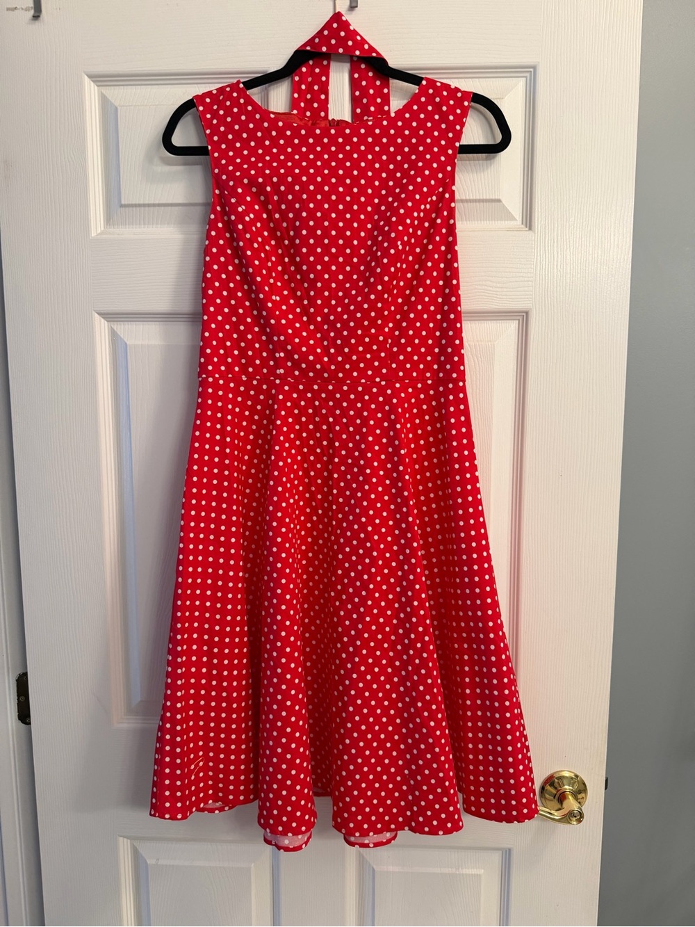 Red Polka Dot Sleeveless Fit-and-Flare Dress